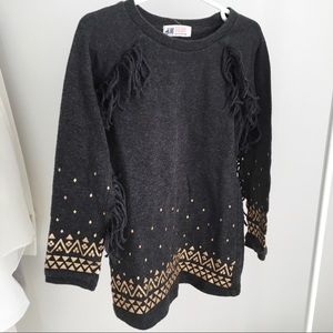 HM Dark Grey Tassels Long Sleeves Sweater